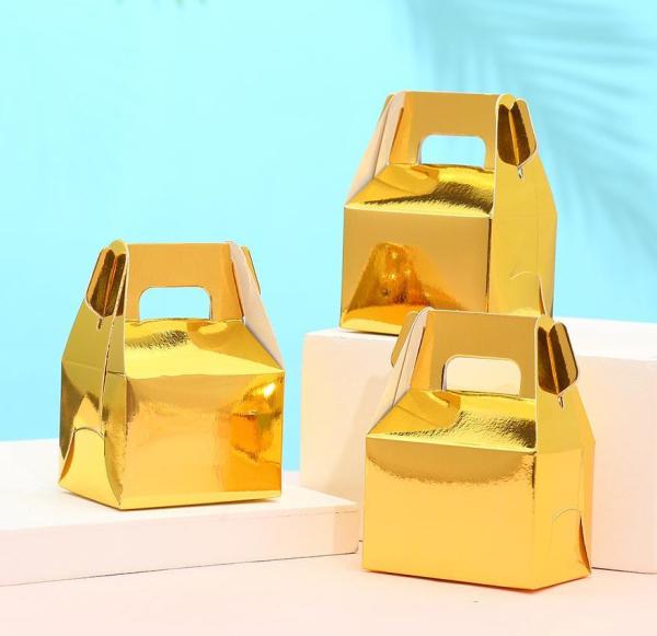 Eco-Friendly Mini Paper Treat Boxes with Handle Party Favor Packaging in Bright Colors