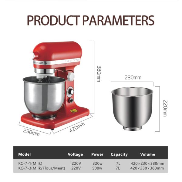 Humanized Head Up Multi Speed Hotel Kitchen Chef Machine 7L Capacity