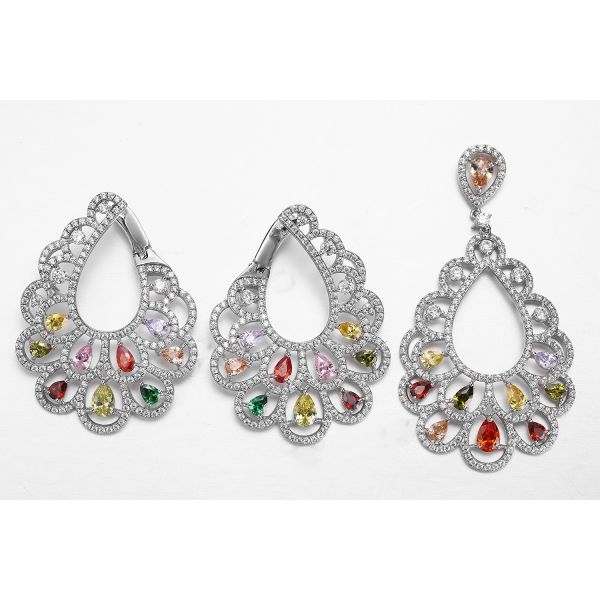 Bridal зажим на 925 серебряных серьгах рождества Teardrop свадьбы CZ Earrigns