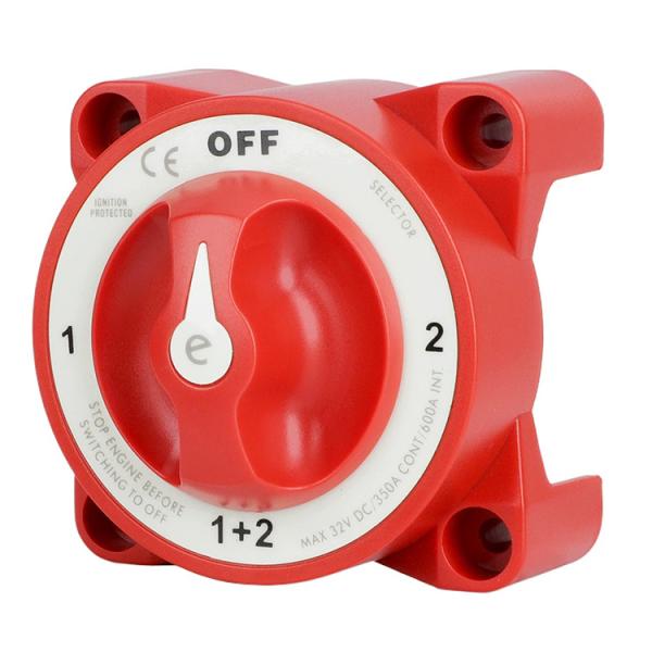 Interrupteur de batterie marine 32V DC 350A 4 positions Rouge Cuivre étamé