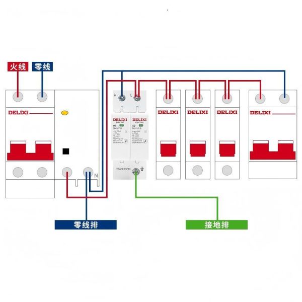 Surge protector DZ47SY lightning surge switch 2p household 4p lightning arrester 20KA40KA household