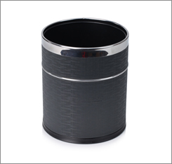 Free sample wholelsa manufacturer dia 225*270mm round shape double layer trash bin hotel leather