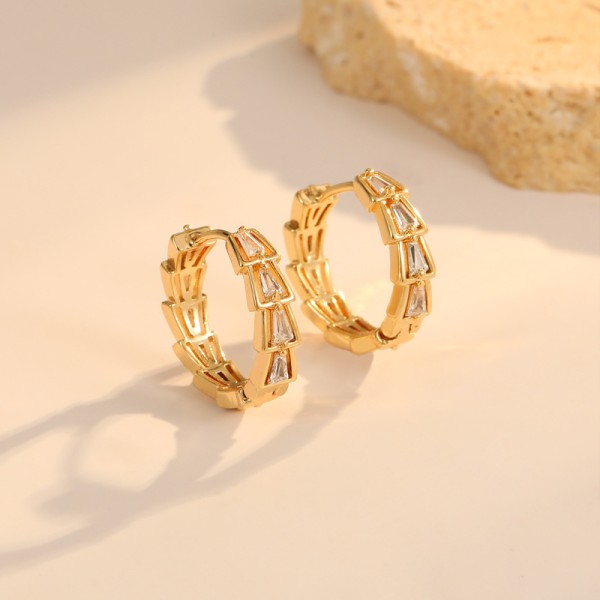 High Quality Gold Plated Brass Earrings Colored Zircon Earrings Fashion Women's Earrings Jewelry Accessories