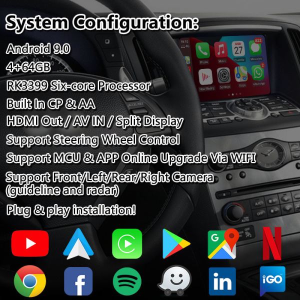 Lsailt Android Multimedia Navigation Box Carplay Interface for Infiniti Q60 2013-2016