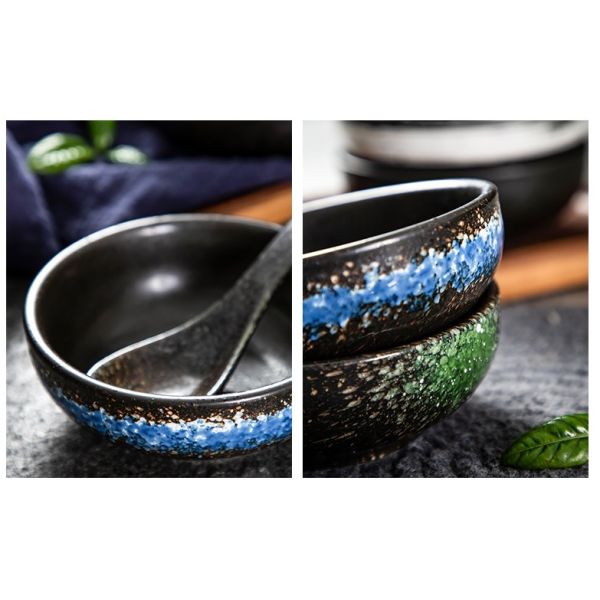 Savall Black Porcelain Dishes Set 136ml Diameter 12.2cm Black Porcelain Bowls