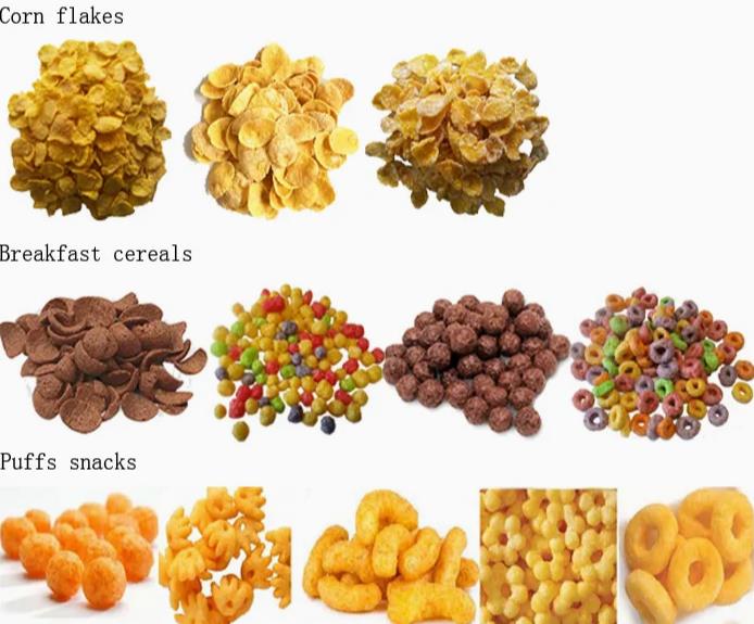 Self cleaning Corn Puff Snack Extruder Food Processing Line With Finish Mixing Extruding Shaping