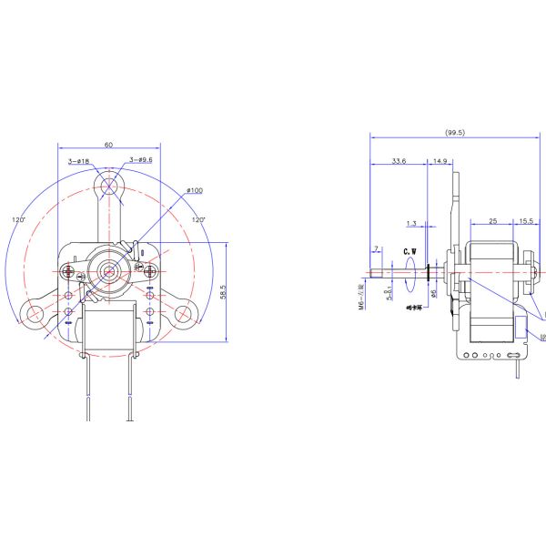 Multifunctional 25mm Small AC Fan Motor Air Fryer DZ201 With Thermal Protector