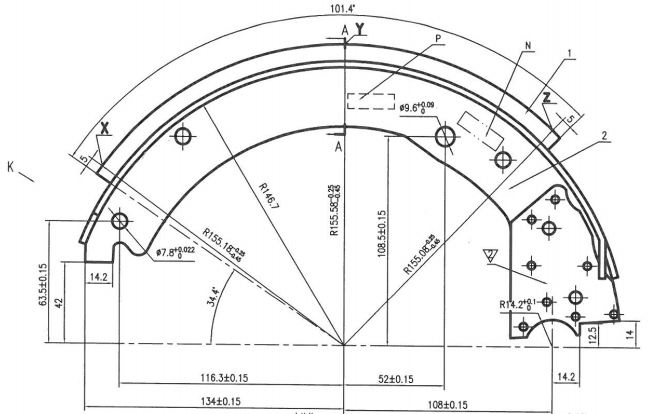 12.25*3.375 Inch Trailer Electric Brakes Shoes Trailer Axle Parts