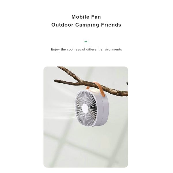 Rechargeable 2000mAh Battery Portable Desk Fan With Hook High Speed Humidify Function