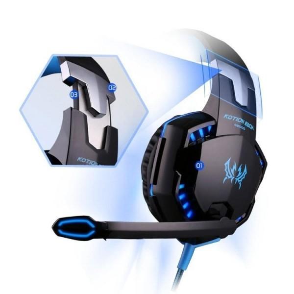 Headphone Gamer Gaming Headset G2000 Ear Headphone with Mic Stereo Bass LED Light for PC Game