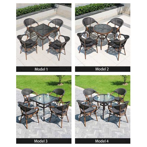 La cena al aire libre apilable negra tejida preside a Mesh Frame Aluminum Restaurant los 83cm