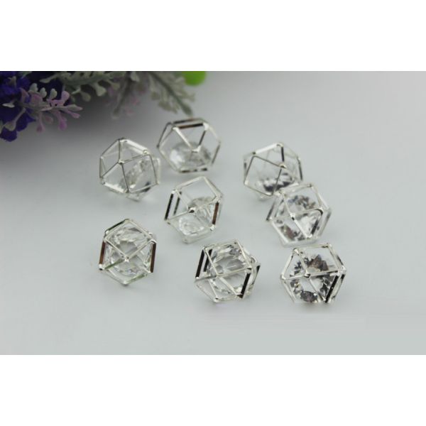 Handmade DIY metal zinc alloy gold nickel 17mm rhombus type diamond ball pendant