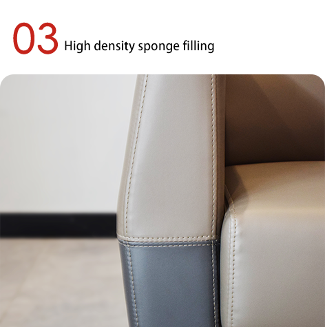 Sofá de oficina moderno de recepción de negocios Sofá con muebles de pie de cuero de acero inoxidable y base de piernas de acero