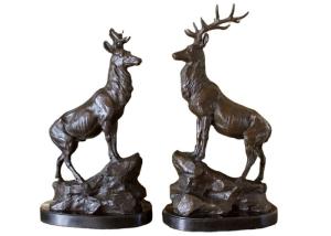Antilope Metal Casting de tamanho natural Escultura de veado de bronze para