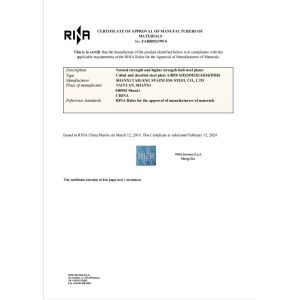 ShanXi TaiGang Stainless Steel Co.,Ltd Certifications