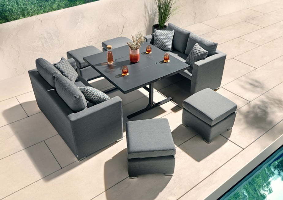 Modern Design Garden Furniture Sofa Set with Firepit Table Table Size W126 x D126 x H71cm