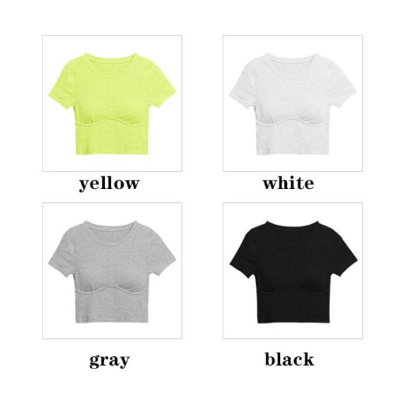 Navel Exposed Short Sleeve Ladies Yoga Tops XL 2XL Skin Friendly