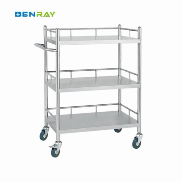 3 Layer Hospital Stainless Steel  Medical Instrument Trolley