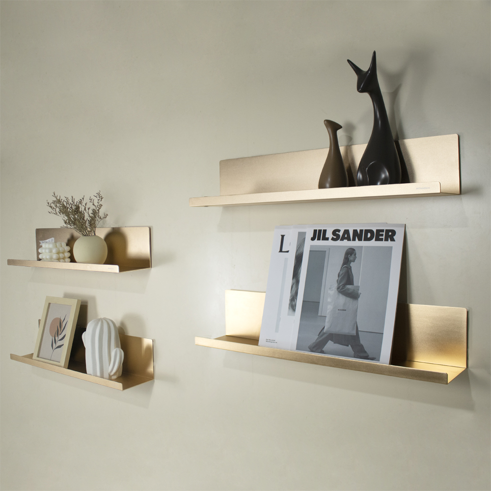 Classic Aluminum L Shape Shelf Wooden Floating Shelf Wall Decoration for Living Room Hardware