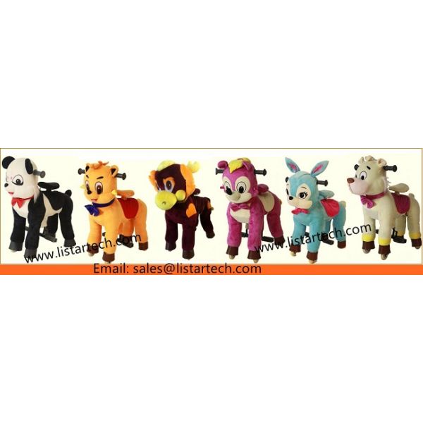 Kids Ride on Rocking Horses, Exercise Toys Kids playing Ride on Pony in Amusement park