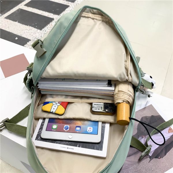 Female Primary Secondary Student Oxford Cloth Wind Backpack with Interior Compartment