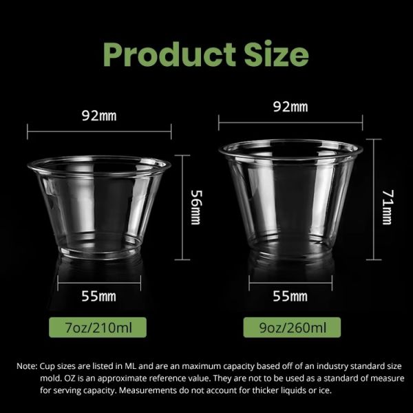 High-Clarity PET 7oz & 9oz Crystal Clear Dessert Cups for Ice Cream, Yogurt & Mini Cakes