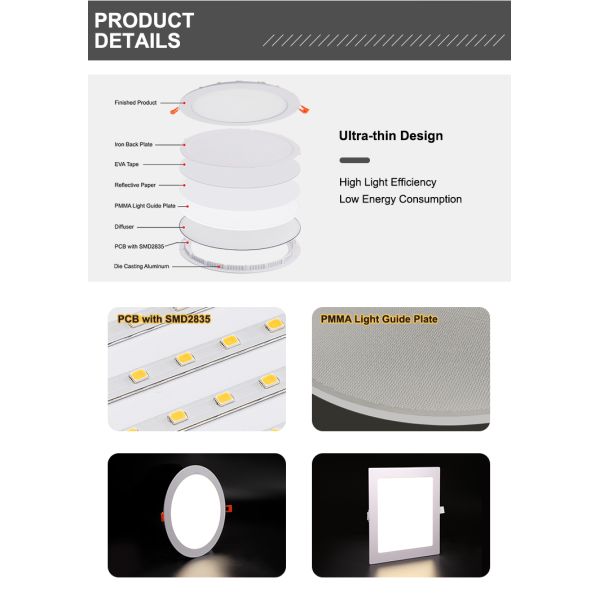 Dimmable Aluminum Housing LED Panel Light with 50000 Hours Lifespan for Modern Lighting Solutions