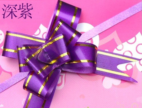 10Pcs 5cm 2in Butterfly Style Golden Edge Pull Ribbon Bows Dark Pink for Gift Packing