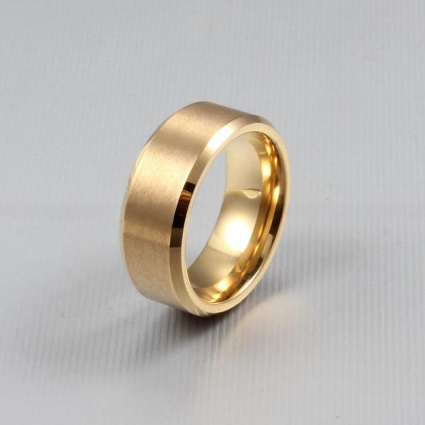 8mm Classic Tungsten Rings for Mens Wedding Band Beveled Edges Gold Black Silver Simple Geometric Band Wedding Jewelry
