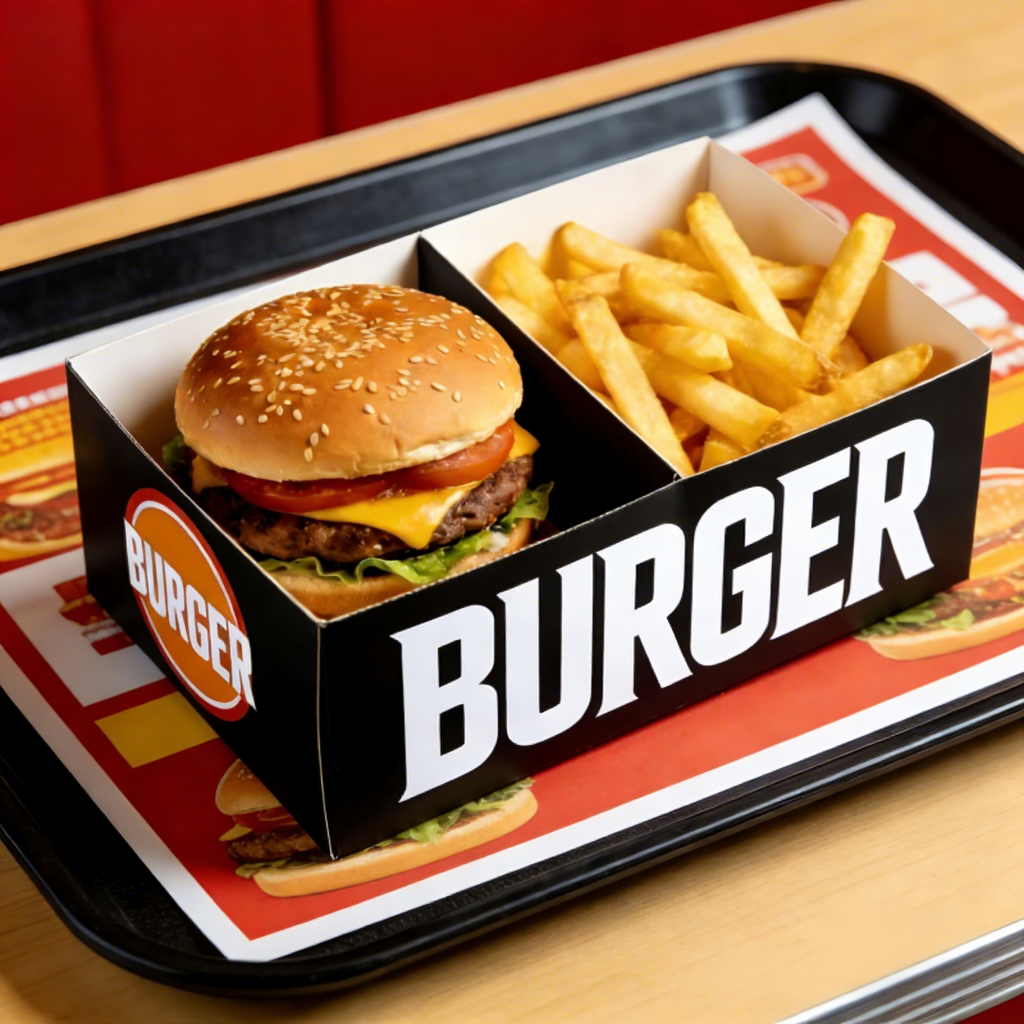 Custom Logo Printing Eco-Friendly Kraft Paper Leak & Heat Resistant Burger Box for Fast Food Packaging
