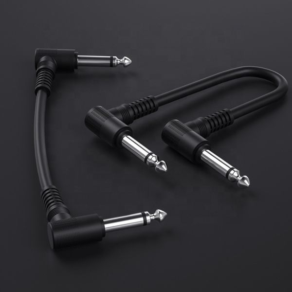 Custom 15cm 90 Degree Angle 1/4 TS Jack Electric Instrument Guitar Patch Cable