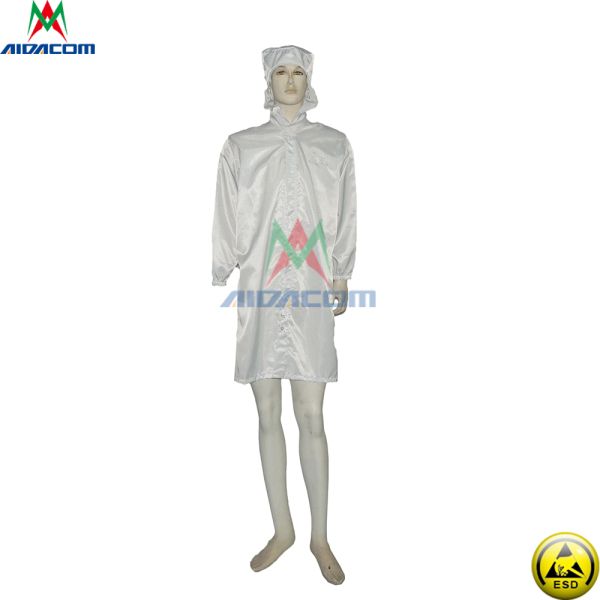 Anti Bacteria 10e9 Ohm 50 Washings ESD Smock With Hood