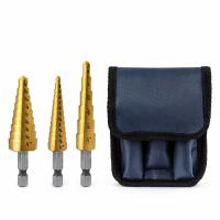 3Pc Titane HSS étape de forage Bit Set hexagonale 1/8-3/4 pouces