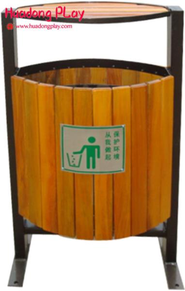 Rose Wood Commercial Grade Home Outdoor Trash Can With One Barrel Body High Lid