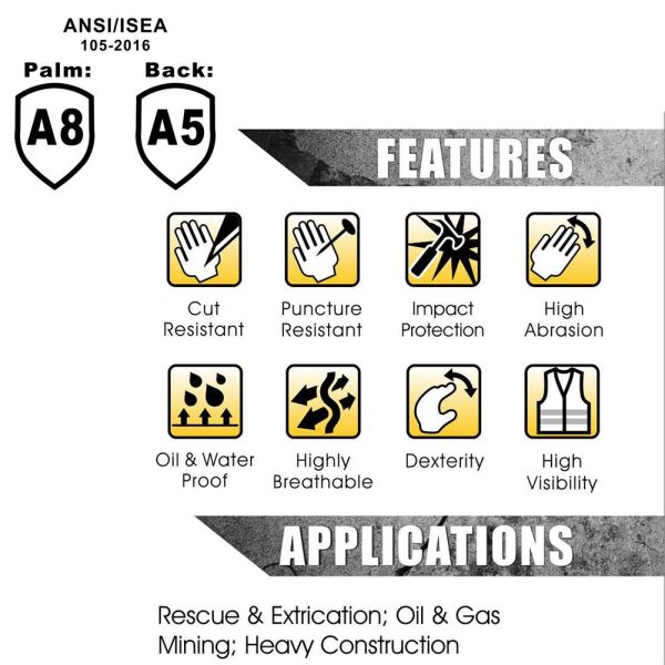 Перчатки Extrication спасения 4544FP EN388 2016 сверхмощные отрезали устойчивый ANSI отрезали уровень A8