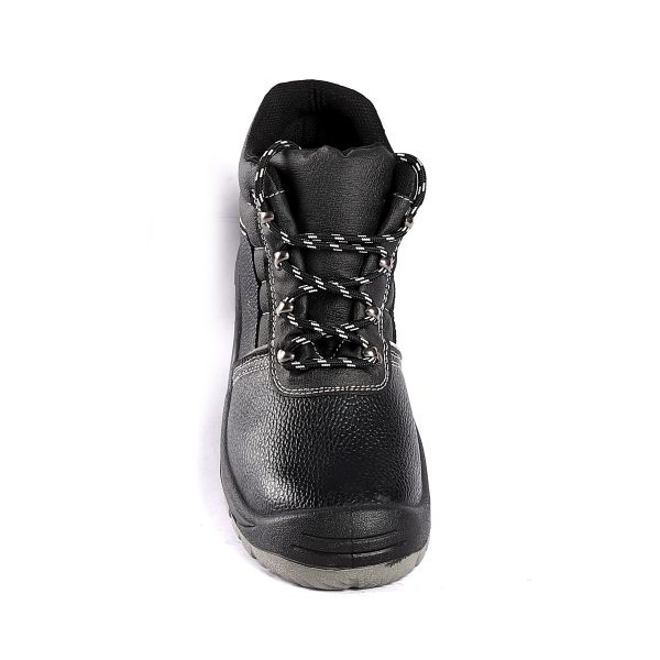 OEM Factory Anti Smash Steel Toe Cap PU Sole Safety Shoes With Embossed Cow Leather Upper Work Boots