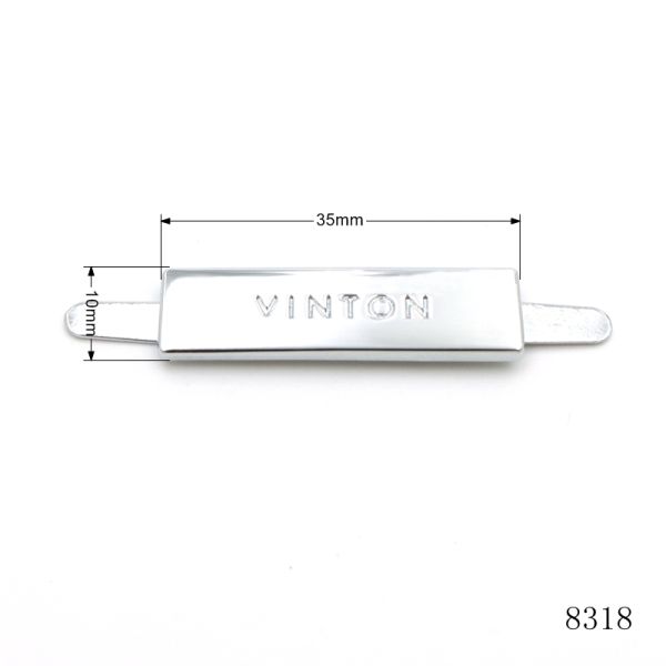 Chrome Plated Custom Metal Logo Plate Metal Engraved Name Plate Metal Bag Logo Plate with Prongs for Handbag Accessory