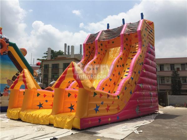 Solo amarillo el 12x7x10m del carril de la diapositiva inflable por encargo de los niños