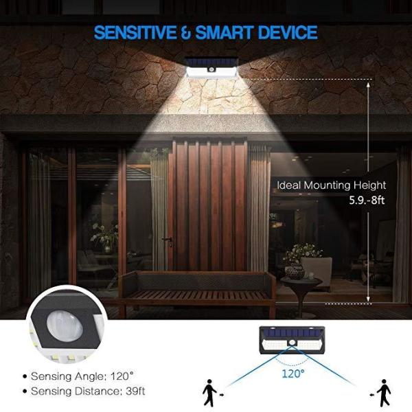 Solar Lights Outdoor, 62 LED Super Bright Motion Sensor Wall Lights, Wireless Garden Security Lights