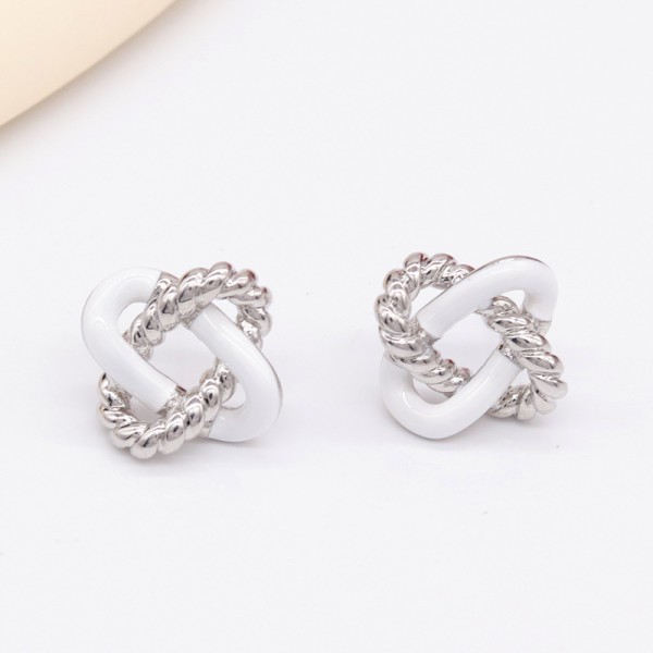 Lovely Trendy Earring Stud Earrings Female Silver Needle Black White Love Zirconia Rope Shape Wholesale for Women Girls