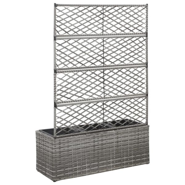 Trellis Raised Bed with 3 Pots Indoor Outdoor Garden Patio Courtyard  Poly Rattan Planter Promotion Usage for Climbing  Plants