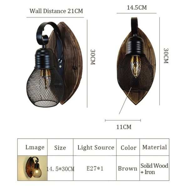 Coffee Restaurant Bar Antique Vintage Black Iron Net wall lamp (WH-VR-130)