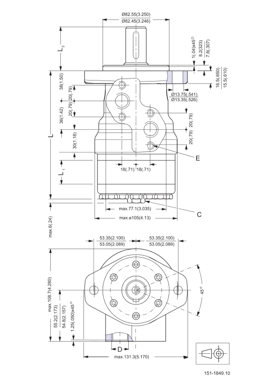 Вал 32мм мотора БМР 80 промышленной орбиты гидравлический/ОМР 80 для машинного оборудования леса