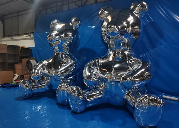 2m Silver Bear Advertising Inflatable Mirror Ball Space Atmosphere Decoration PVC