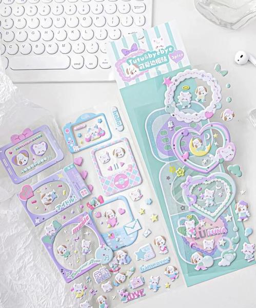 50 Sheets Pack Cartoon Sticker Sheet Smooth Surface For Business Use