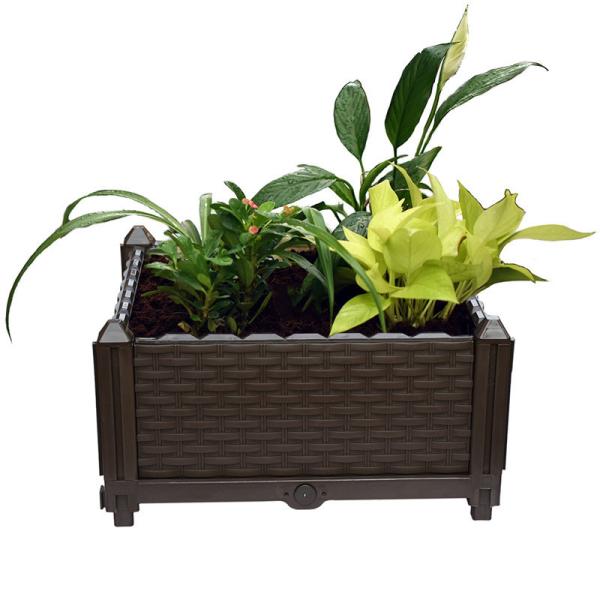 40*40*22cm plastic plant grow box, garden beds DIY planter box for vegetable/flower/herb outdoor backyard, natural