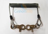 Translucent Black Spring Coil Lanyard , Clip 2PCS Heavy Duty Steel Wire Lanyard