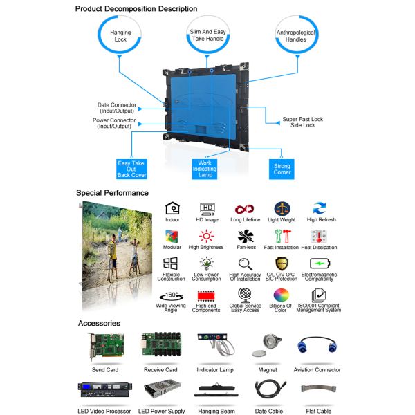 Дисплей СИД HD крытый p 3 с магнитным обслуживанием фронта поддержки модуля