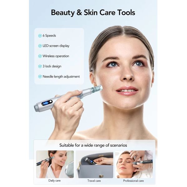 6 Speed Micro Needle Derma Pen Mesotherapy Gun For Deep Skin Tightening