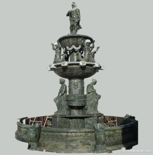 large outdoor natural stone marble garden fountain